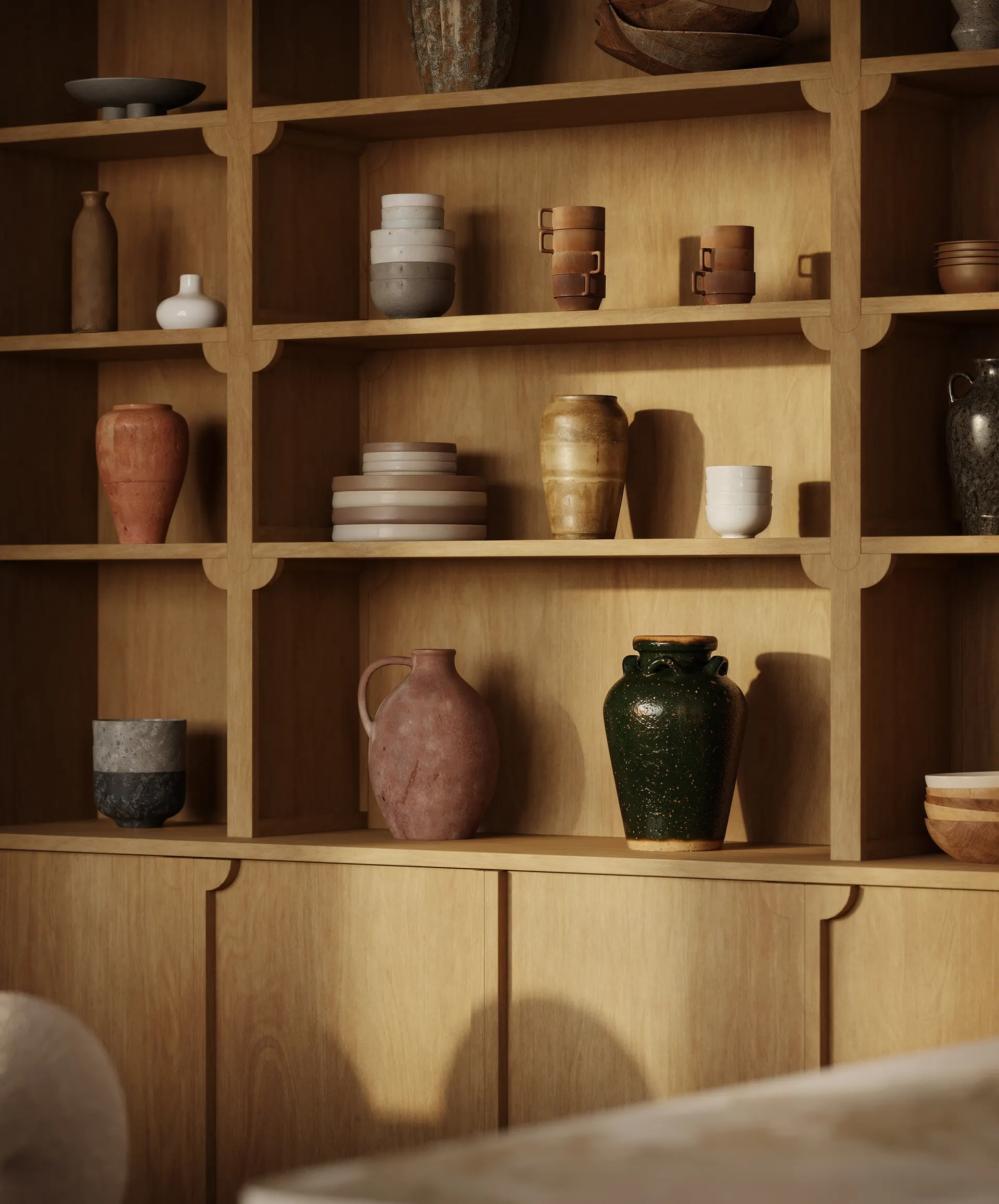 Moving through, kitchen into library